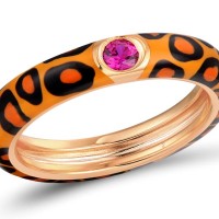 Sterling Silver w/ Rose Plating Ring Created Ruby,Enamel (R310114ENA1SR925) - US 6