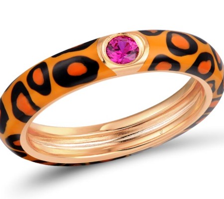 Sterling Silver w/ Rose Plating Ring Created Ruby,Enamel (R310114ENA1SR925) - US 6