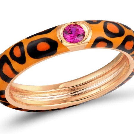 Sterling Silver w/ Rose Plating Ring Created Ruby,Enamel (R310114ENA1SR925) - US 6