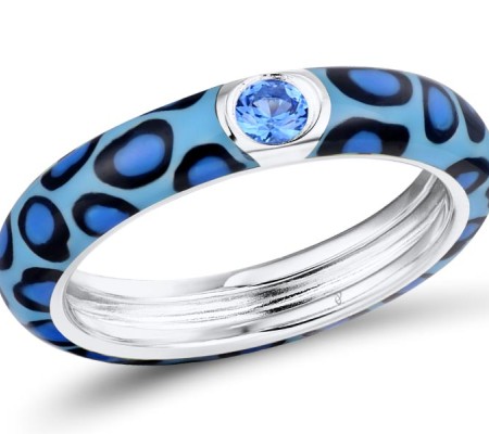 Sterling Silver Ring Blue Spinel,Enamel (R310114ENASL925) - US 6