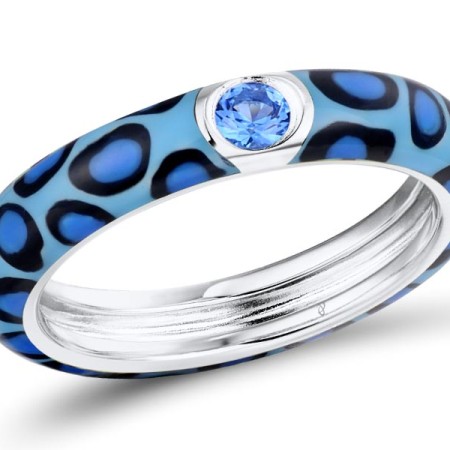 Sterling Silver Ring Blue Spinel,Enamel (R310114ENASL925) - US 6