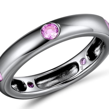 Sterling Silver w/ Black Plating Ring Created Pink Sapphire (R310115CPS1SB925)