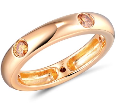 Sterling Silver w/ Rose Plating Ring Champagne Cubic Zirconia (R310115CPZ2SR925) - US 6