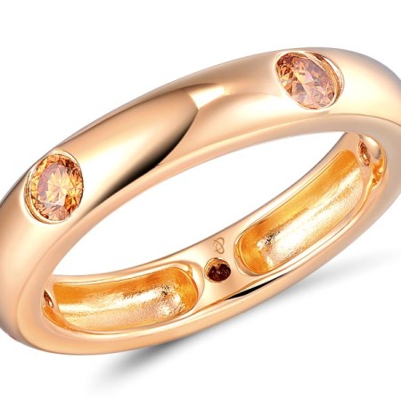 Sterling Silver w/ Rose Plating Ring Champagne Cubic Zirconia (R310115CPZ2SR925) - US 6