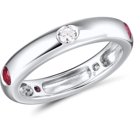 Sterling Silver Ring Created Ruby,White Cubic Zirconia (R310115CRZSL925) - US 6