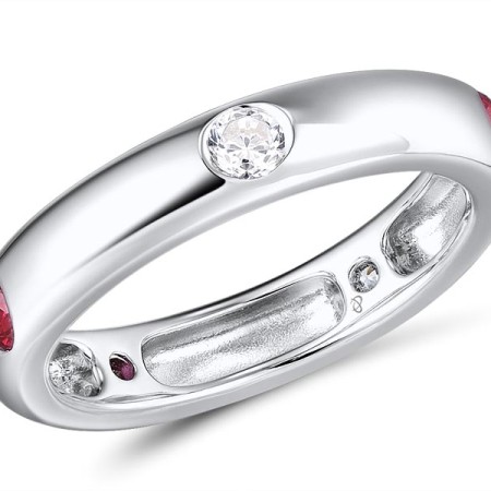 Sterling Silver Ring Created Ruby,White Cubic Zirconia (R310115CRZSL925) - US 6