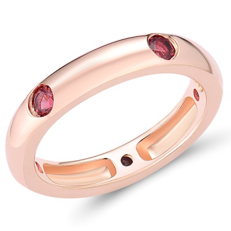 Sterling Silver w/ Rose Plating Ring Garnet Nano Spinel (R310115NNZSR925) - US 5