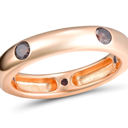 Sterling Silver w/ Rose Plating Ring Smoky CZ (R310115SKZSR925) - US 5.5