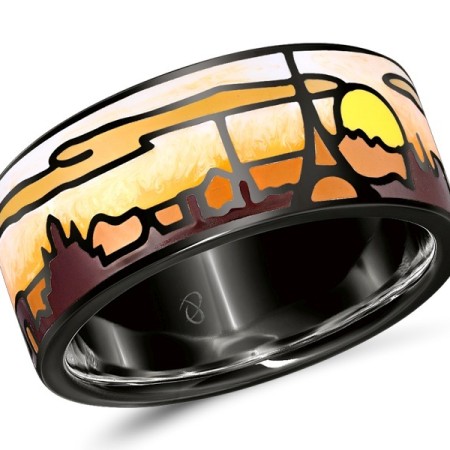 Sterling Silver w/ Black Plating Ring Enamel (R310117ENASB925)