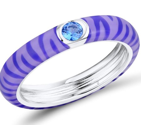 Sterling Silver Ring Blue Spinel,Enamel (R310119ENA2SL925) - US 6