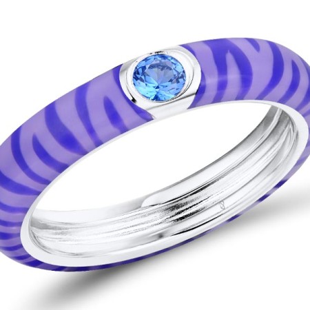 Sterling Silver Ring Blue Spinel,Enamel (R310119ENA2SL925) - US 6