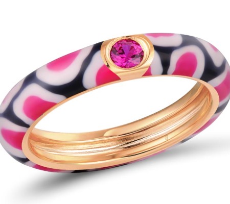 Sterling Silver w/ Rose Plating Ring Created Ruby,Enamel (R310121ENA1SR925) - US 6