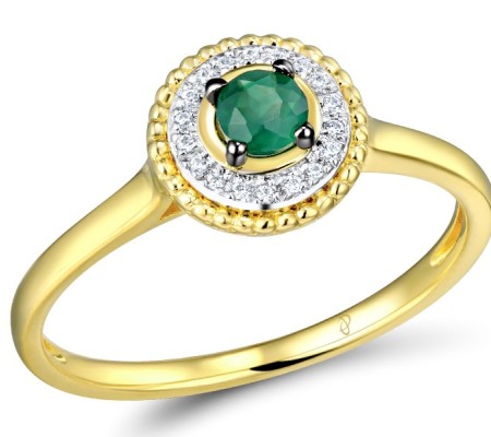 14KYWB Ring Diamond,Emerald (R310130EMR14KYWB) - US 6