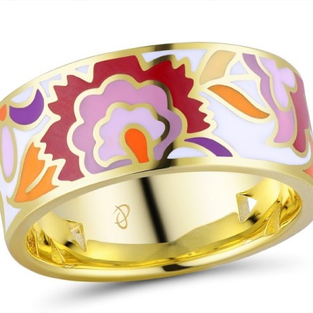 Brass w/ Yellow Gold Plating Ring Enamel (R310148ENA2BRY)