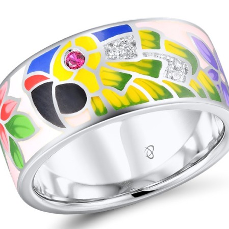 Sterling Silver Ring Created Ruby,Enamel,White Cubic Zirconia (R310241ENASL925) - US 6