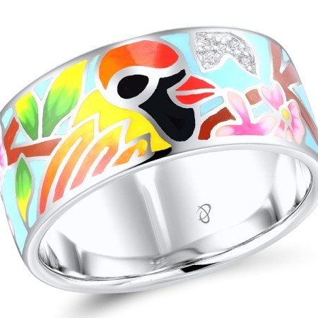 Sterling Silver Ring Enamel,White Cubic Zirconia (R310244ENASL925)