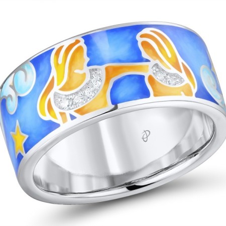 Sterling Silver Ring Enamel,White Cubic Zirconia (R310294ENASL925)