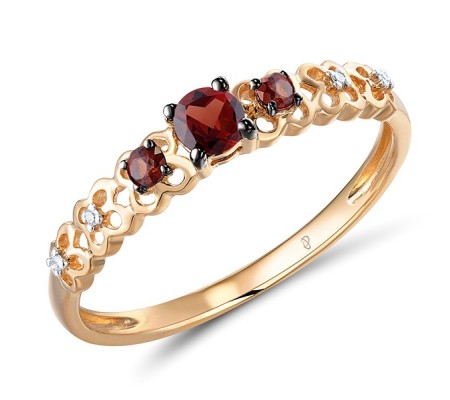 14KRWB Ring Diamond,Garnet (R310363GAN14KRWB) - US 7