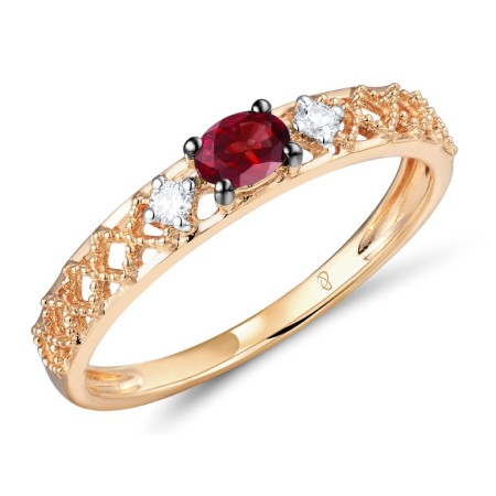 14KRWB Ring Diamond,Ruby (R310371RUY14KRWB) - US 6