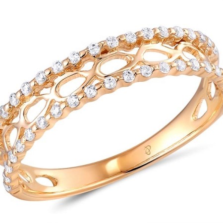 Sterling Silver w/ Rose Plating Ring White Cubic Zirconia (R310394WCZSR925)