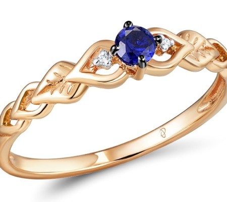 14KRWB Ring Blue Sapphire,Diamond (R310402SAP14KRWB) - US 6