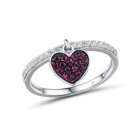 Sterling Silver w/ Black White Plating Ring Created Ruby,Created white sapphire (R310511CRWSK925) - US 6.75