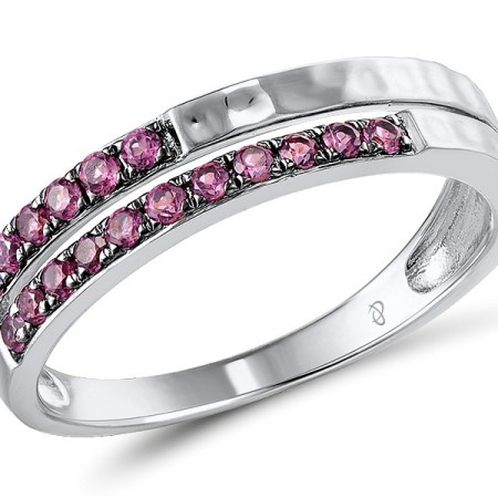 Sterling Silver w/ Black White Plating Ring Rhodolite Garnet (R310514RHGSK925)