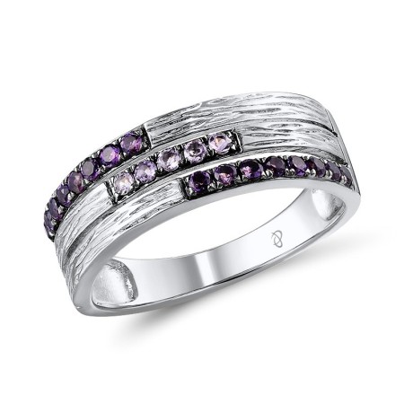 Sterling Silver w/ Black White Plating Ring Amethyst (R310515AMESK925)