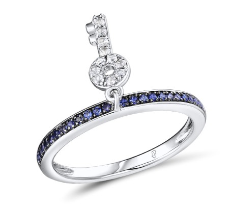 Sterling Silver w/ Black White Plating Ring Created white sapphire,Created Sapphire (R310540CSWSK925) - US 6.75