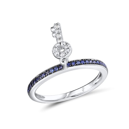 Sterling Silver w/ Black White Plating Ring Created white sapphire,Created Sapphire (R310540CSWSK925) - US 6.75