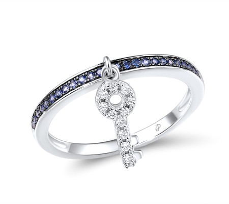 Sterling Silver w/ Black White Plating Ring Created Sapphire,Created white sapphire (R310540SCSWSK925) - US 6