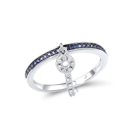 Sterling Silver w/ Black White Plating Ring Created Sapphire,Created white sapphire (R310540SCSWSK925) - US 6