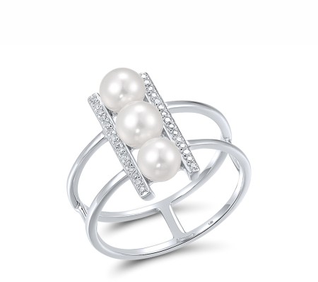 14KW Ring Diamond,Fresh Water White Pearl (R310598FWP14KW)