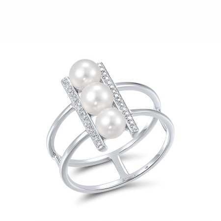 14KW Ring Diamond,Fresh Water White Pearl (R310598FWP14KW)