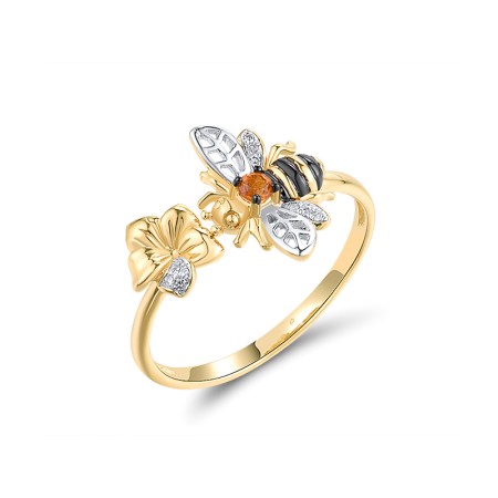 14KYWB Ring Citrine,Diamond (R310634CIT14KYWB) - US 8