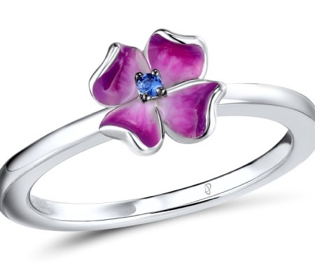 Sterling Silver w/ Black White Plating Ring Blue Spinel,Enamel (R310661ENASK925)