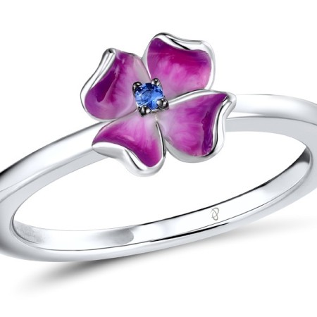 Sterling Silver w/ Black White Plating Ring Blue Spinel,Enamel (R310661ENASK925)