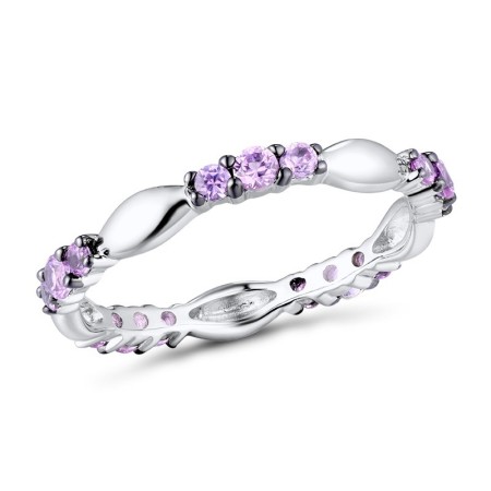 Sterling Silver w/ Black White Plating Ring Created Pink Sapphire (R310662CPSSK925)