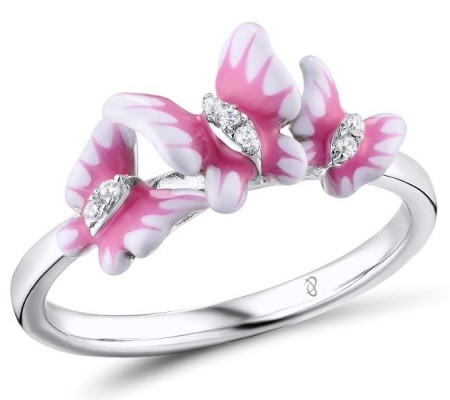 Sterling Silver Ring Enamel,White Cubic Zirconia (R310703ENASL925)