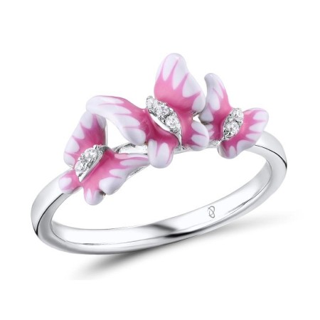 Sterling Silver Ring Enamel,White Cubic Zirconia (R310703ENASL925)