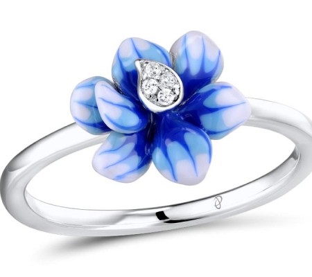 Sterling Silver Ring Enamel,White Cubic Zirconia (R310704ENASL925)