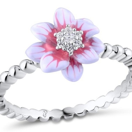 Sterling Silver Ring Enamel,White Cubic Zirconia (R310707ENASL925)