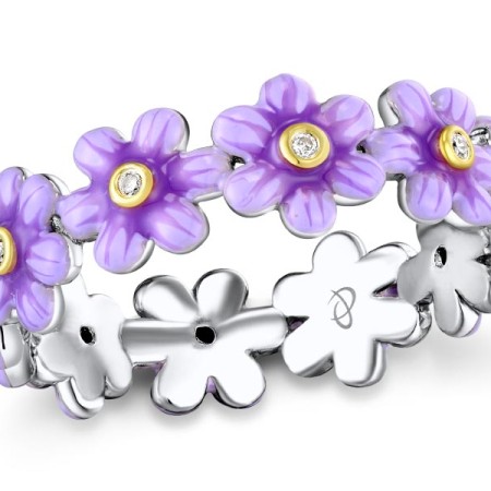 IONIC YELLOW PLATING For FF Ring White Cubic Zirconia,Enamel (R310710ENASP925) - US 5.5