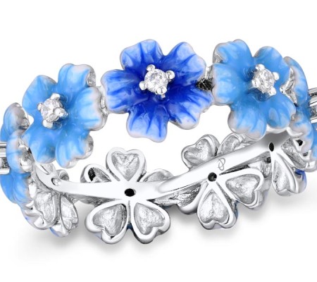 Sterling Silver Ring Enamel,White Cubic Zirconia (R310711ENASL925) - US 5.5