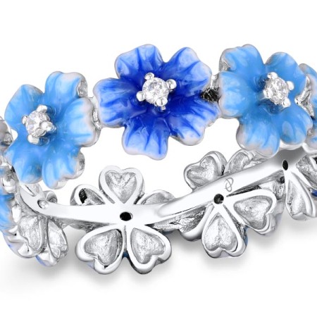 Sterling Silver Ring Enamel,White Cubic Zirconia (R310711ENASL925) - US 5.5