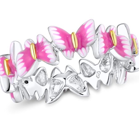 Sterling Silver w/ IONIC YELLOW PLATING Ring Enamel,White Cubic Zirconia (R310712ENASP925) - US 5.5