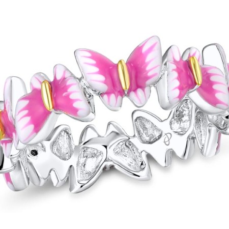 Sterling Silver w/ IONIC YELLOW PLATING Ring Enamel,White Cubic Zirconia (R310712ENASP925) - US 5.5