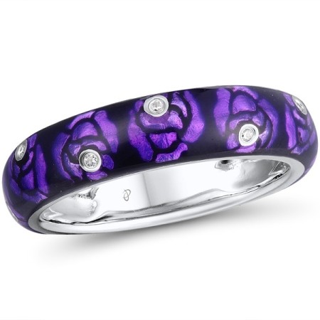 Sterling Silver w/ Black White Plating Ring Enamel,White Cubic Zirconia (R310730ENASK925)