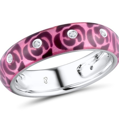 Sterling Silver w/ Black White Plating Ring Enamel,White Cubic Zirconia (R310732ENASK925)