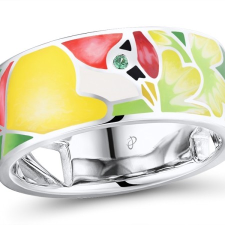 Sterling Silver Ring Enamel,Green Spinel (R310750ENASL925)